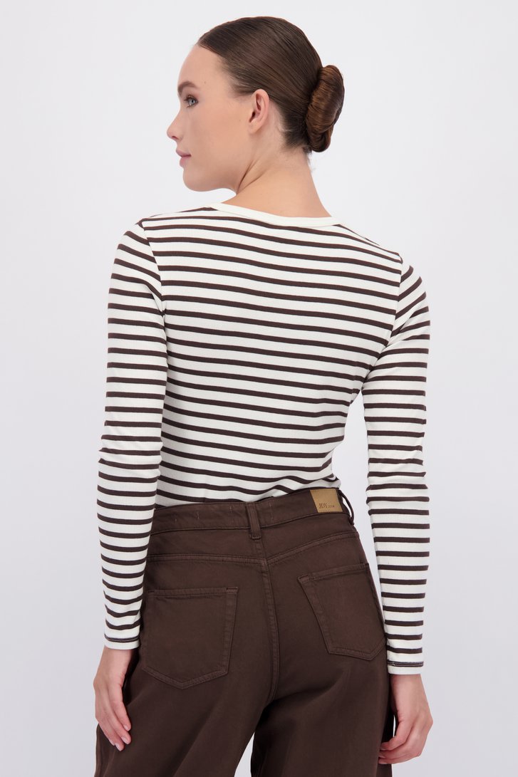 Le dos de T-shirt écru à rayures brunes de JDY pour Femmes