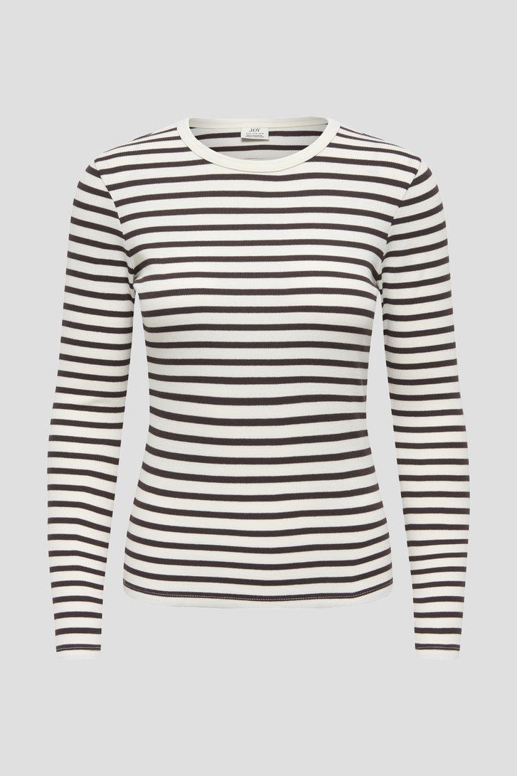 Photo produit 1 de T-shirt écru à rayures brunes de JDY pour Femmes
