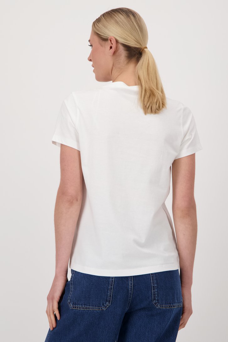 T-shirt ecru avec col en V de Liberty Island pour Femmes