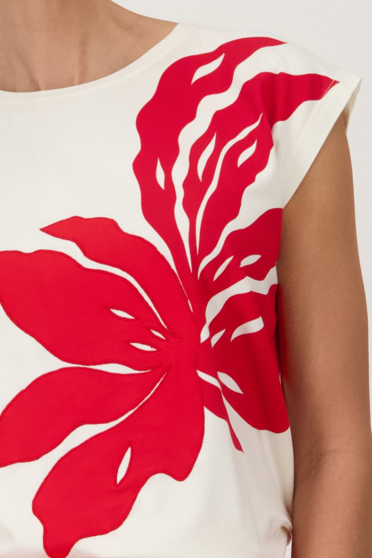 T-shirt écru avec fleur brodée de D'Auvry pour Femmes