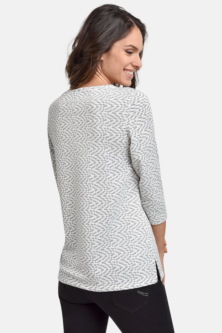 T-shirt écru avec imprimé gris clair de Bicalla pour Femmes