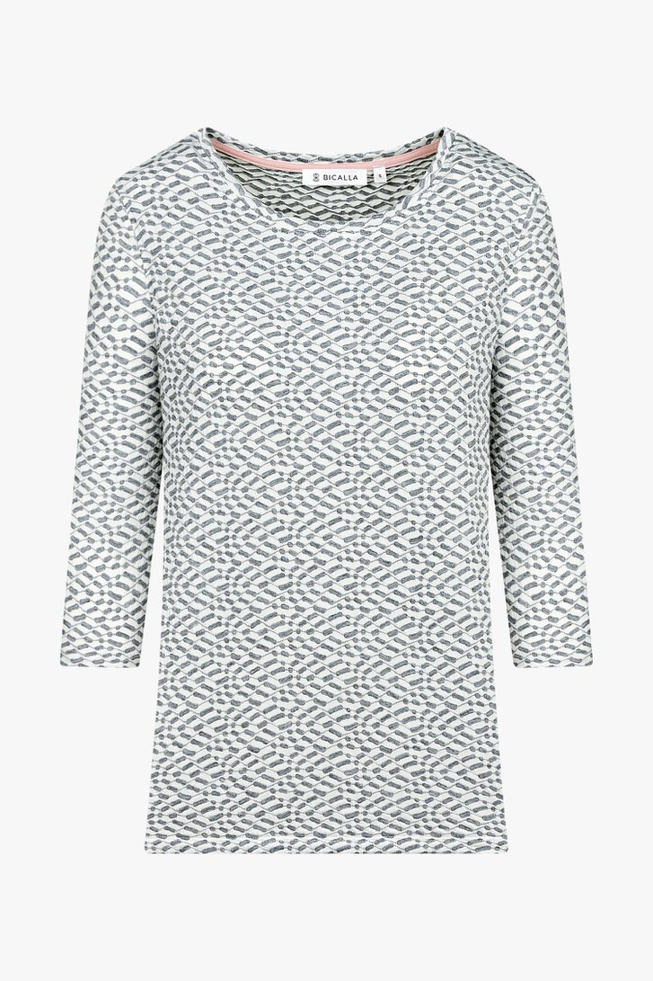 T-shirt écru avec imprimé gris clair de Bicalla pour Femmes
