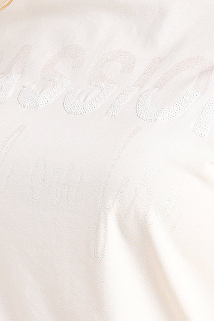 T-shirt écru avec lettrage brillant  de Bicalla pour Femmes