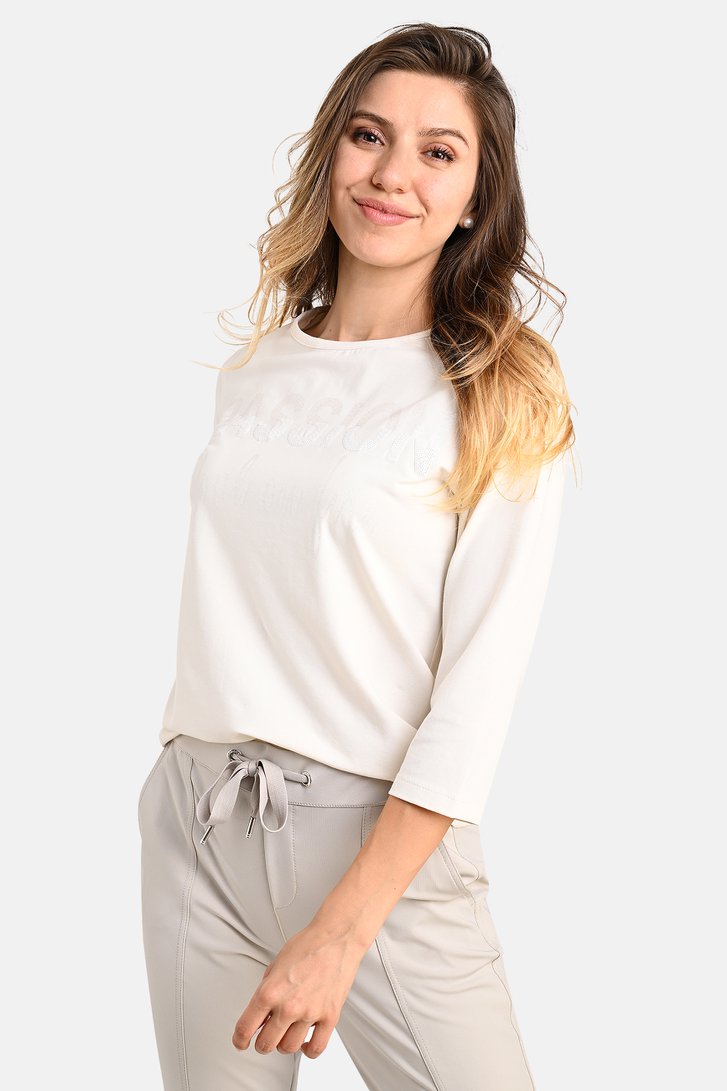 T-shirt écru avec lettrage brillant  de Bicalla pour Femmes