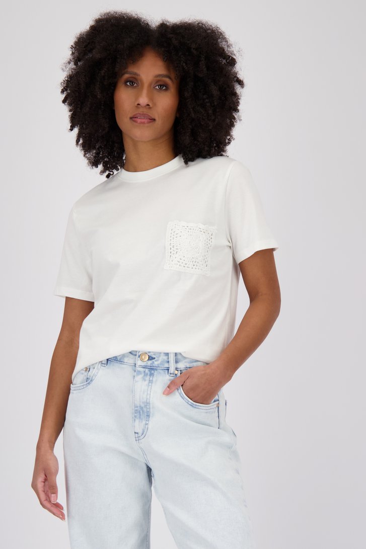 T-shirt ecru avec poche crochet de JDY pour Femmes