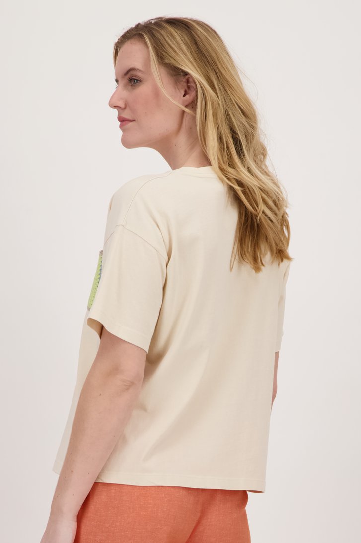 T-shirt écru avec poche poitrine de Liberty Loving nature pour Femmes