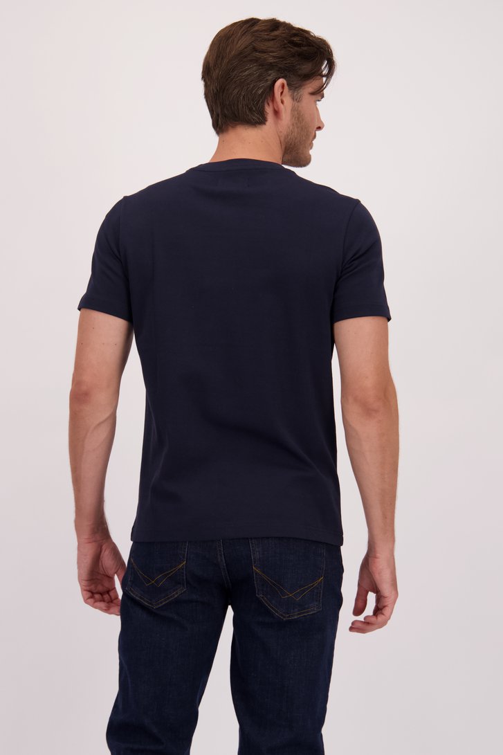 Le dos de  T-shirt en coton bleu foncé à col rond de Upper East pour Hommes