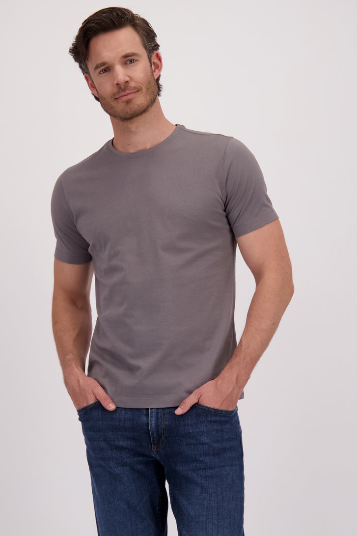 Le devant de  T-shirt gris à col rond de Liberty Island pour Hommes