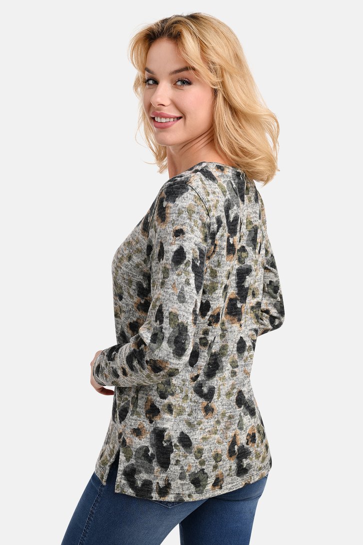 T-shirt gris à imprimé chiné de Bicalla pour Femmes