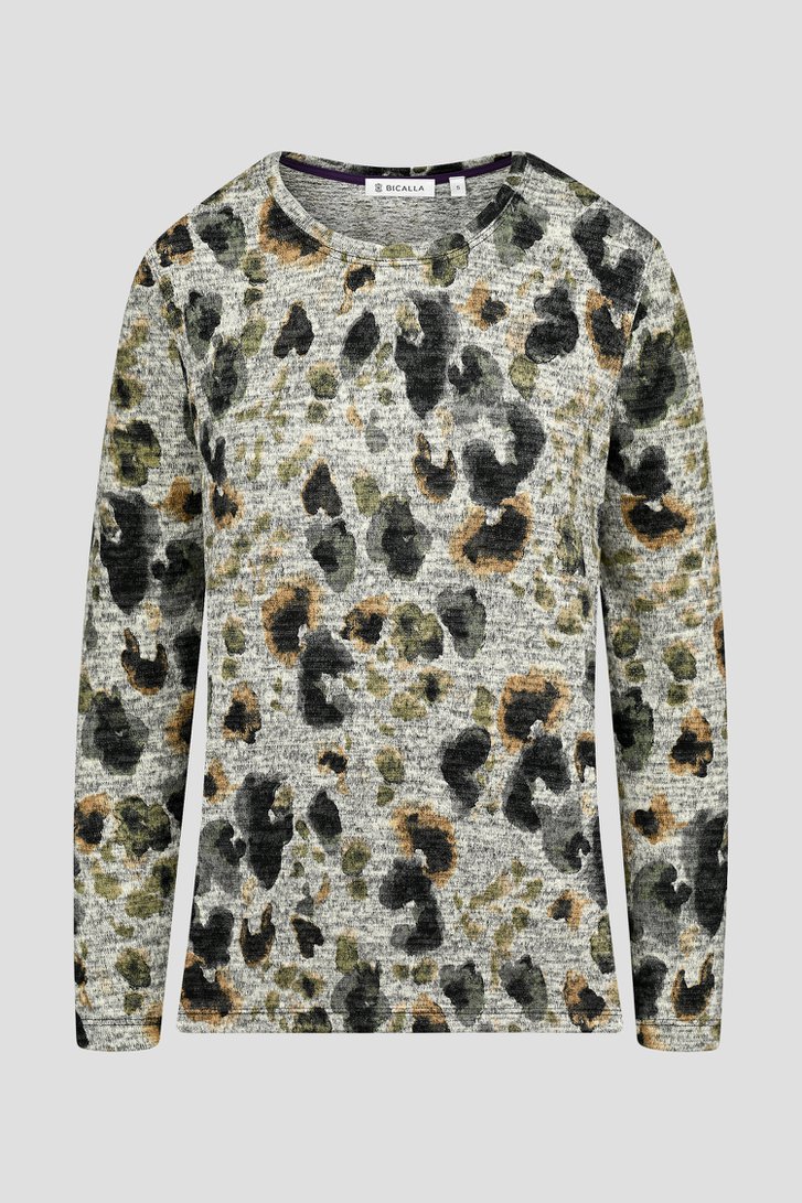 T-shirt gris à imprimé chiné de Bicalla pour Femmes