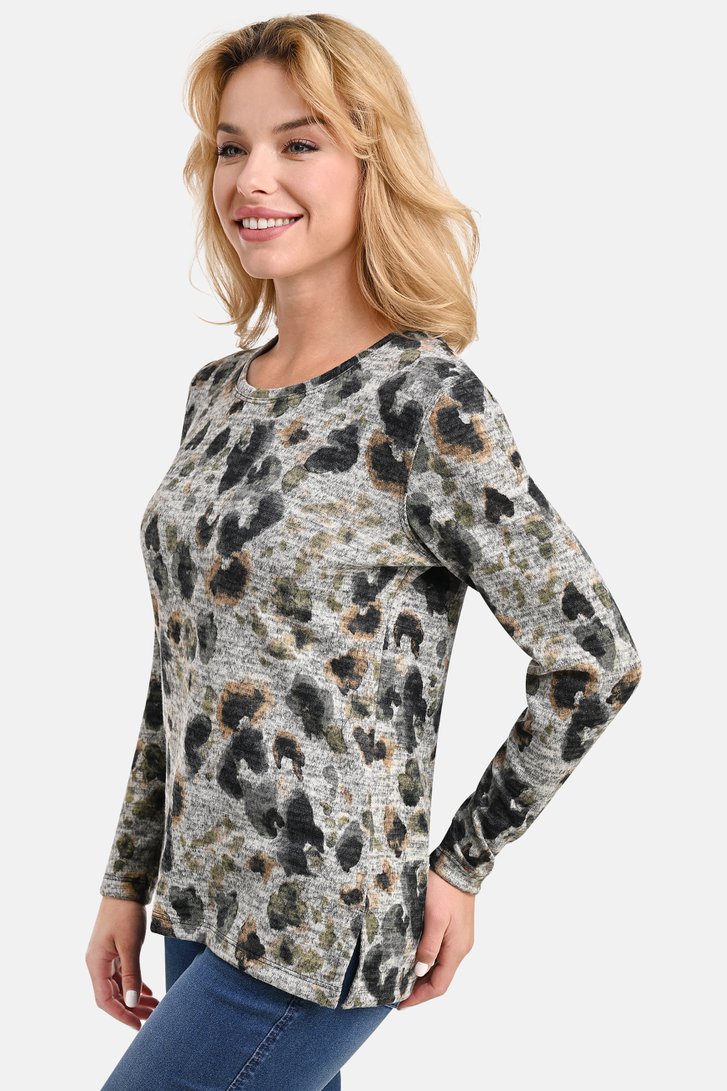T-shirt gris à imprimé chiné de Bicalla pour Femmes