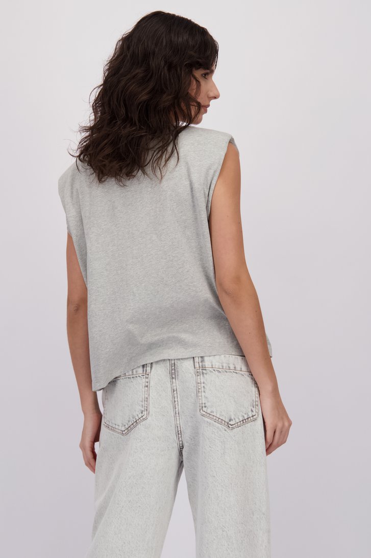 Le dos de T-shirt gris avec perles blanches de Louise pour Femmes