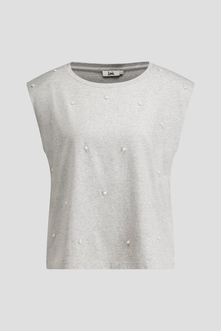 Photo produit 1 de T-shirt gris avec perles blanches de Louise pour Femmes