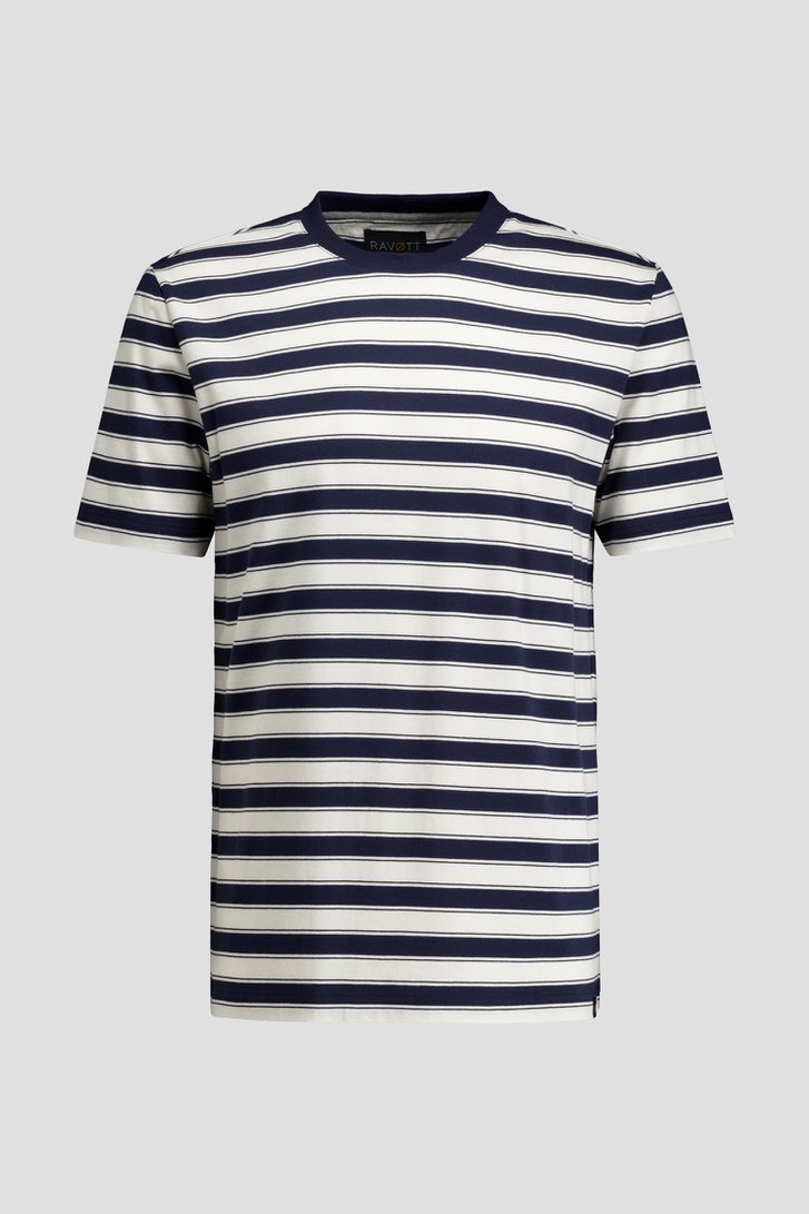 Photo produit 1 de T-shirt gris clair à rayures bleues de Ravøtt pour Hommes