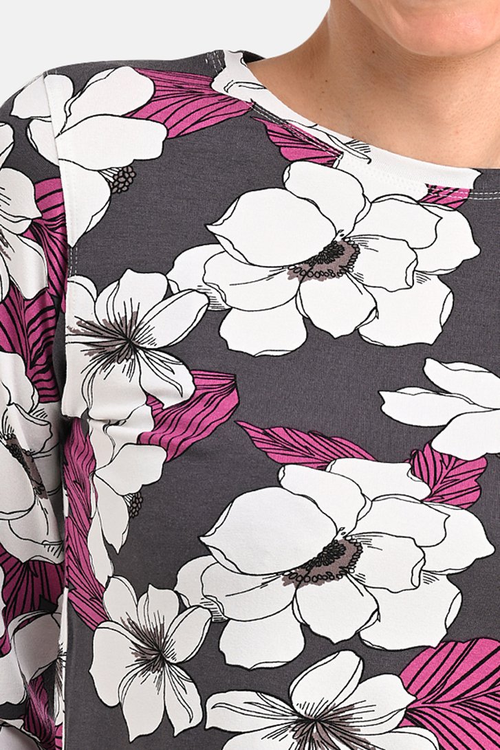 T-shirt gris foncé à imprimé floral de Bicalla pour Femmes