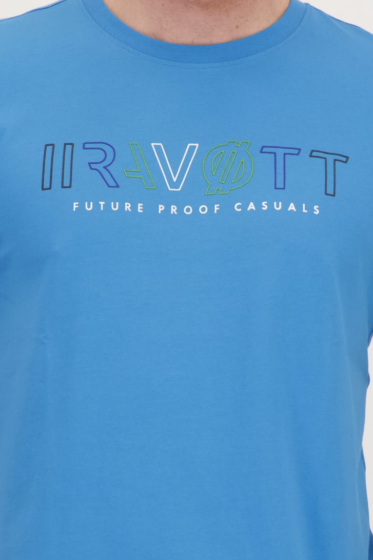 T-shirt imprimé bleu de Ravøtt pour Hommes