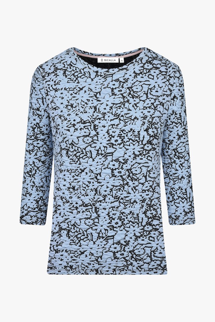 T-shirt in zwart en lichtblauw met bloemenprint van Bicalla voor Dames