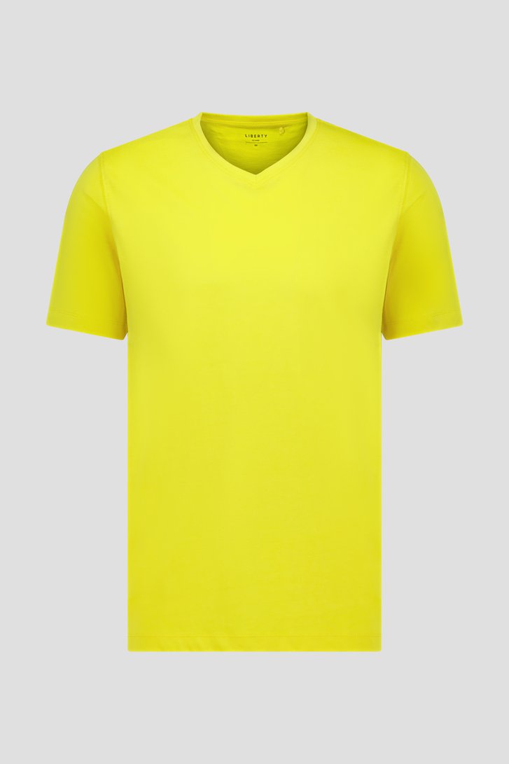 T-shirt jaune à col en V de Liberty Island pour Hommes
