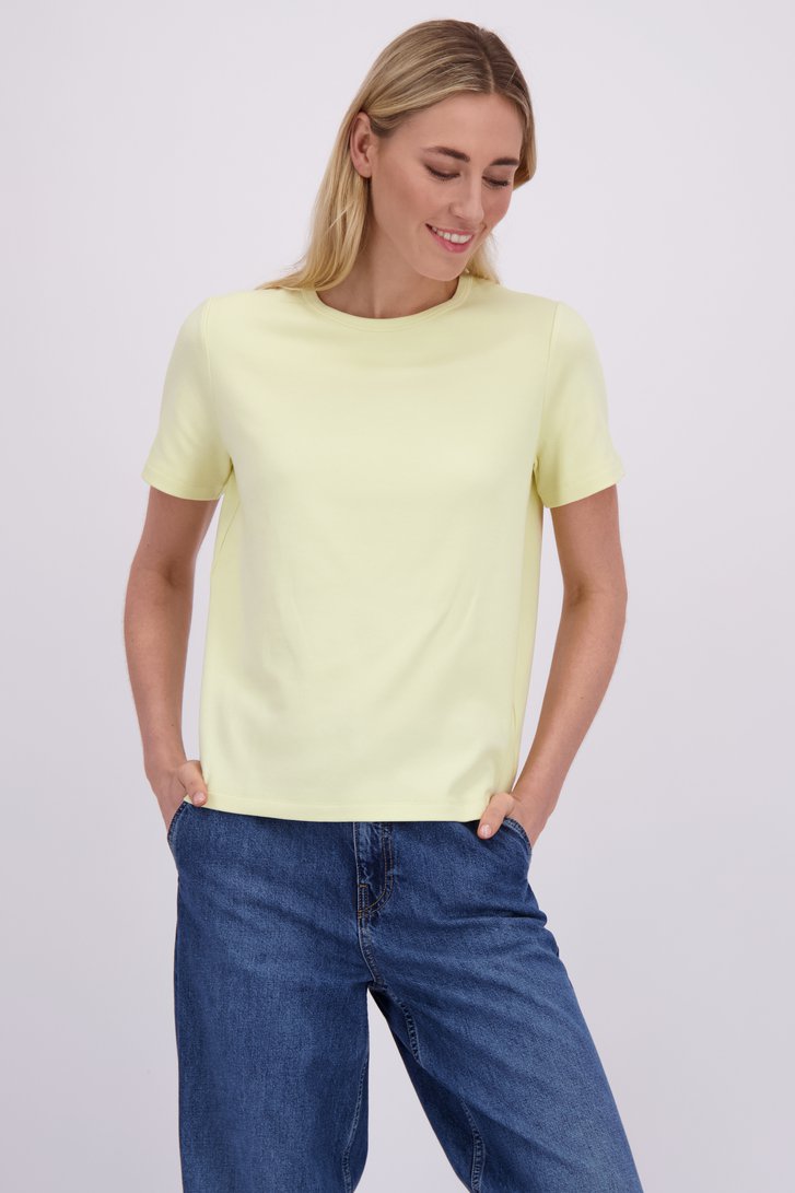 Le devant de T-shirt jaune à col rond de Liberty Island pour Femmes