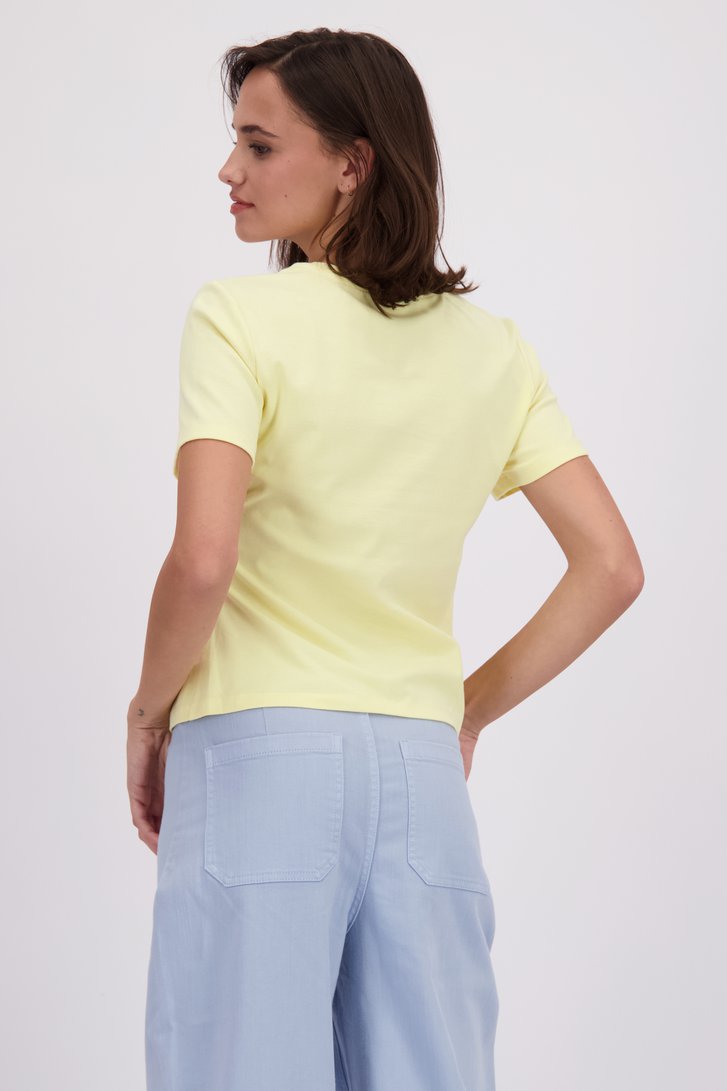 Le dos de T-shirt jaune froncé en coton de JDY pour Femmes