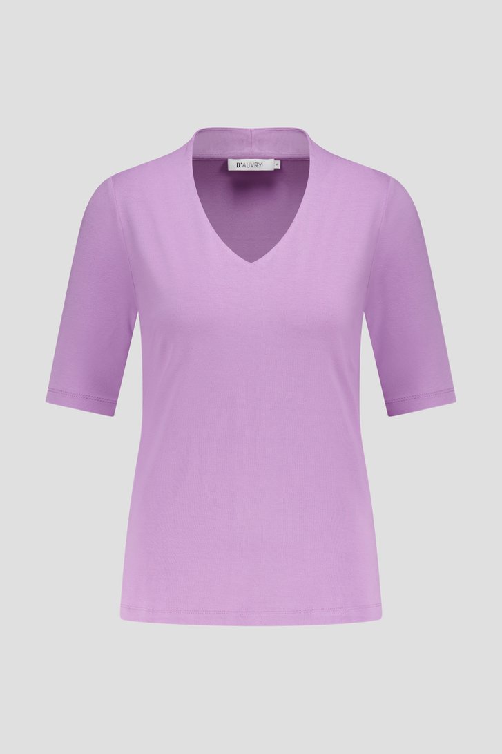 T-shirt lila à col en V de D'Auvry pour Femmes