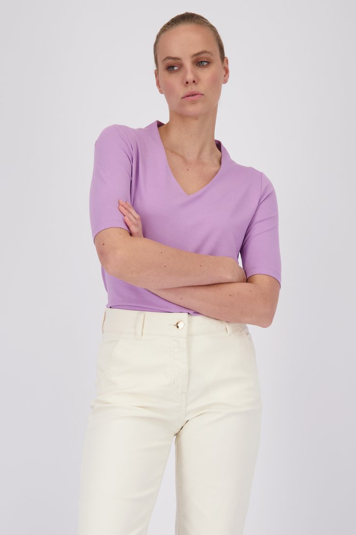 T-shirt lila à col en V de D'Auvry pour Femmes