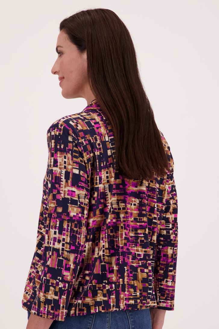 T-shirt marine à imprimé violet-beige de Signature pour Femmes