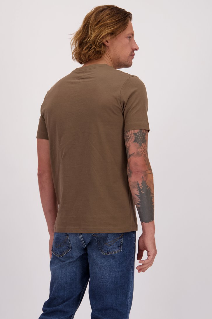 Le dos de T-shirt marron à col en V de Liberty Island pour Hommes