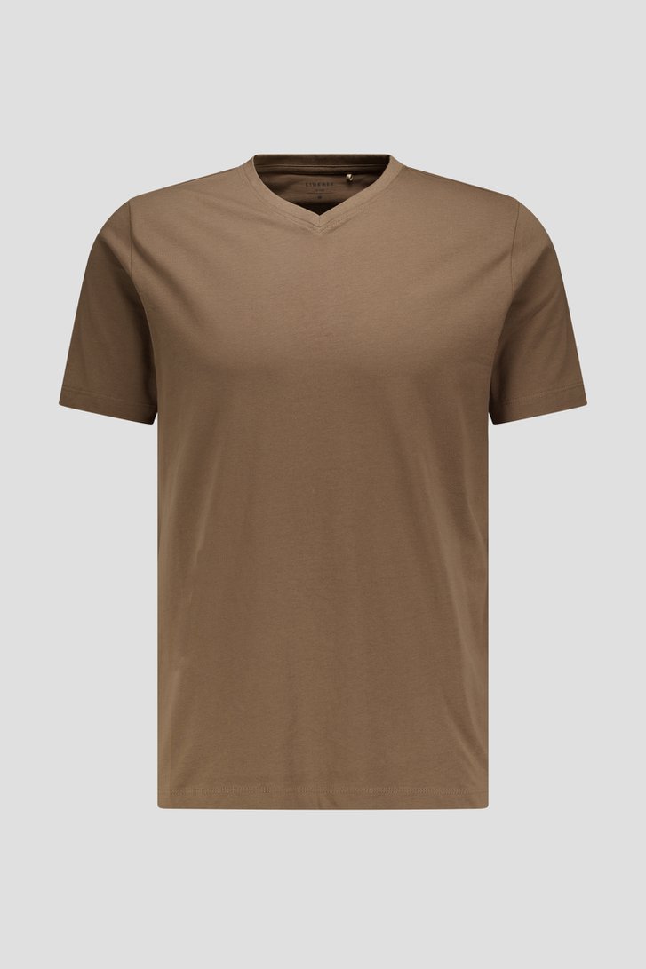 Photo produit 1 de T-shirt marron à col en V de Liberty Island pour Hommes