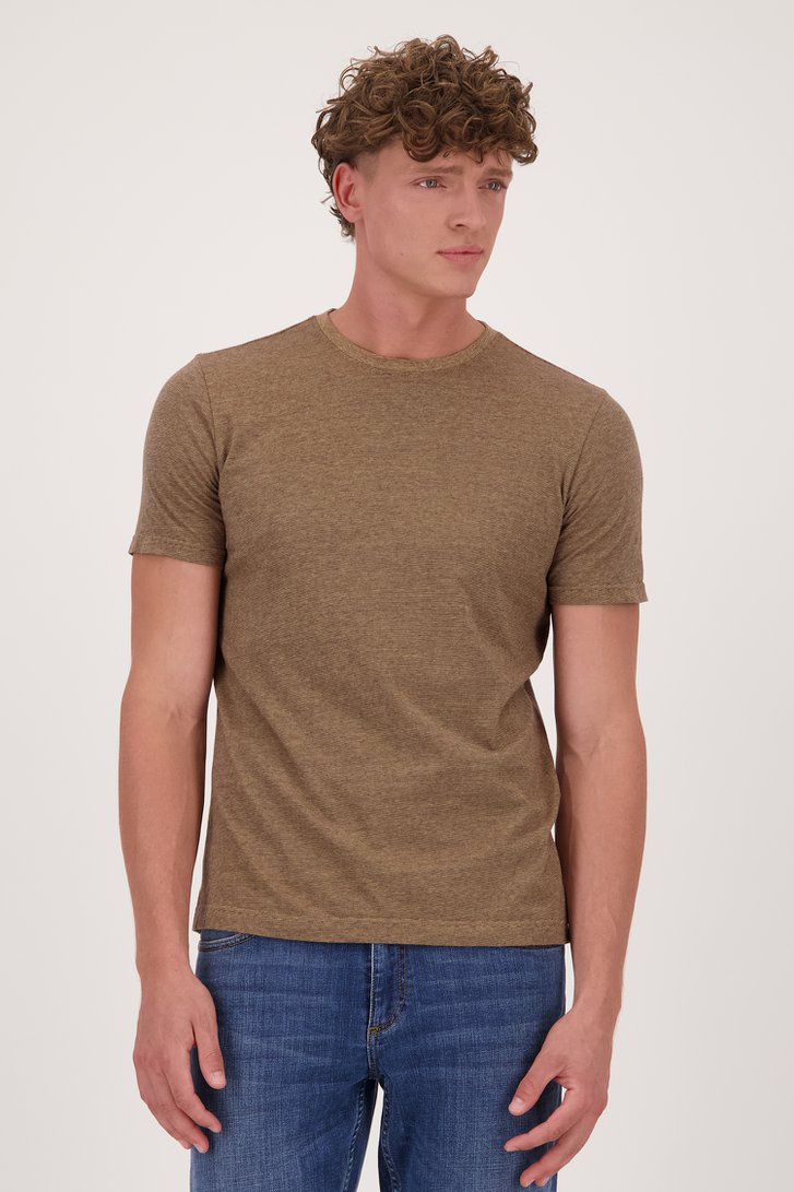 T-shirt marron à fines rayures  de Casual Five pour Hommes