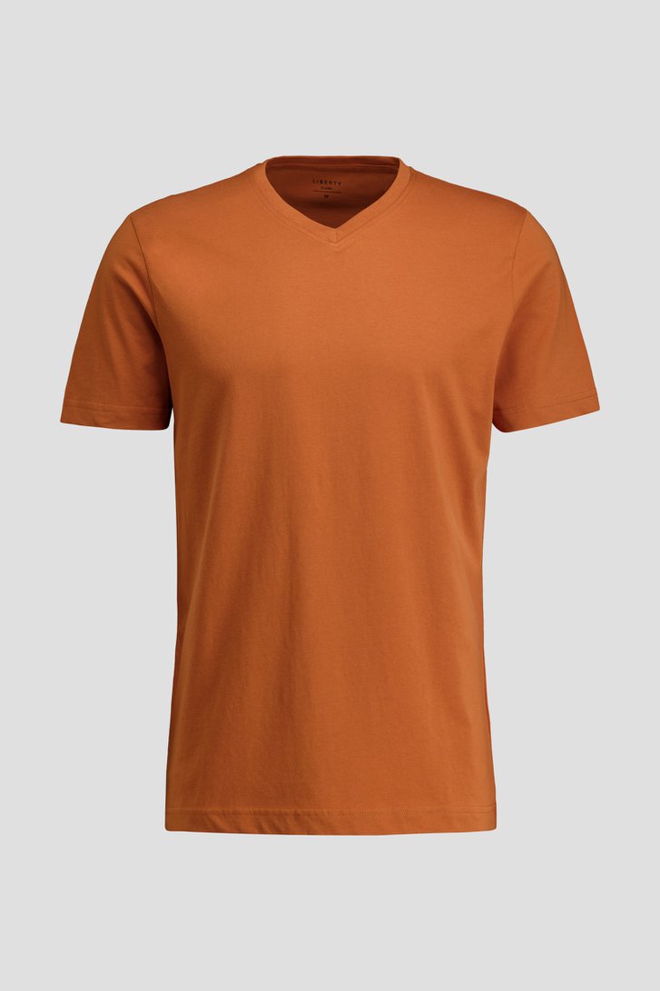 Photo produit 1 de T-shirt marron en coton à col en V de Liberty Island pour Hommes