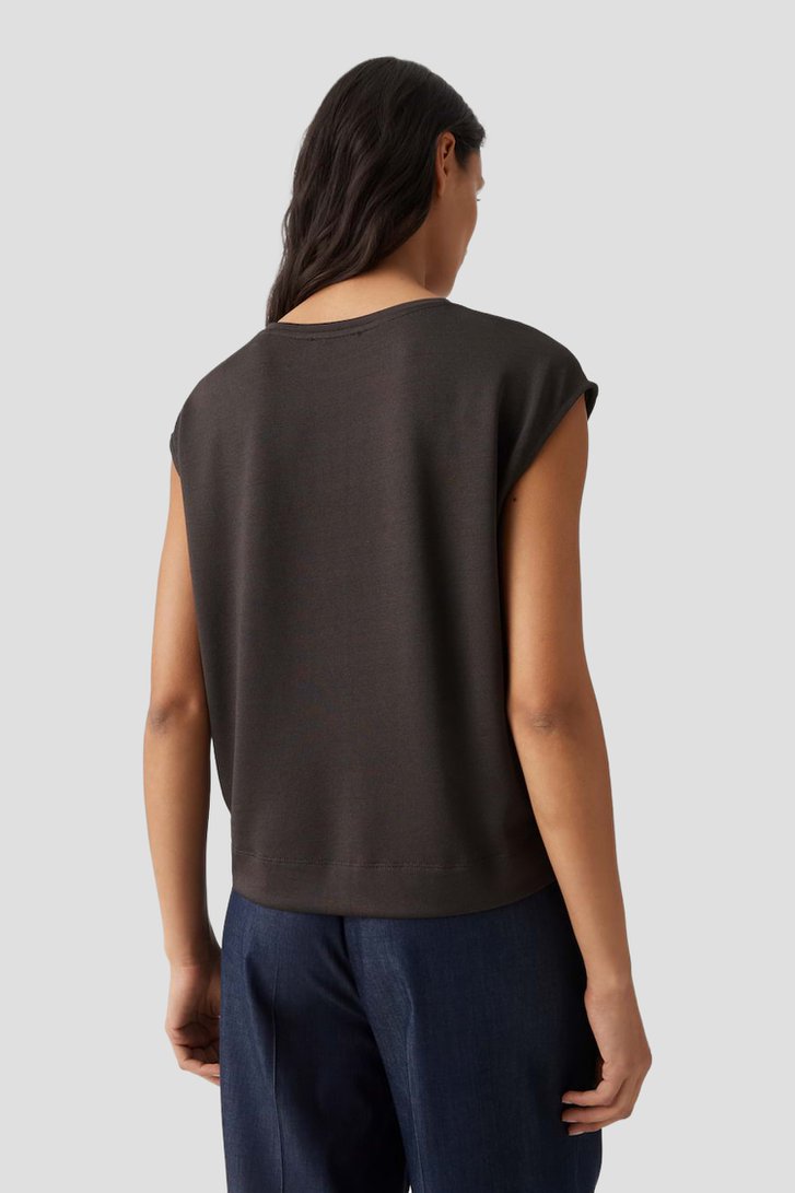 Le dos de T-shirt marron foncé à col rond de Opus pour Femmes