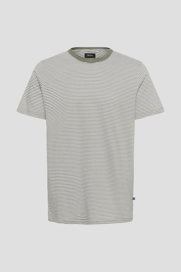 Productfoto 1 van T-shirt met kaki-wit gestreept motief door Matinique voor Heren