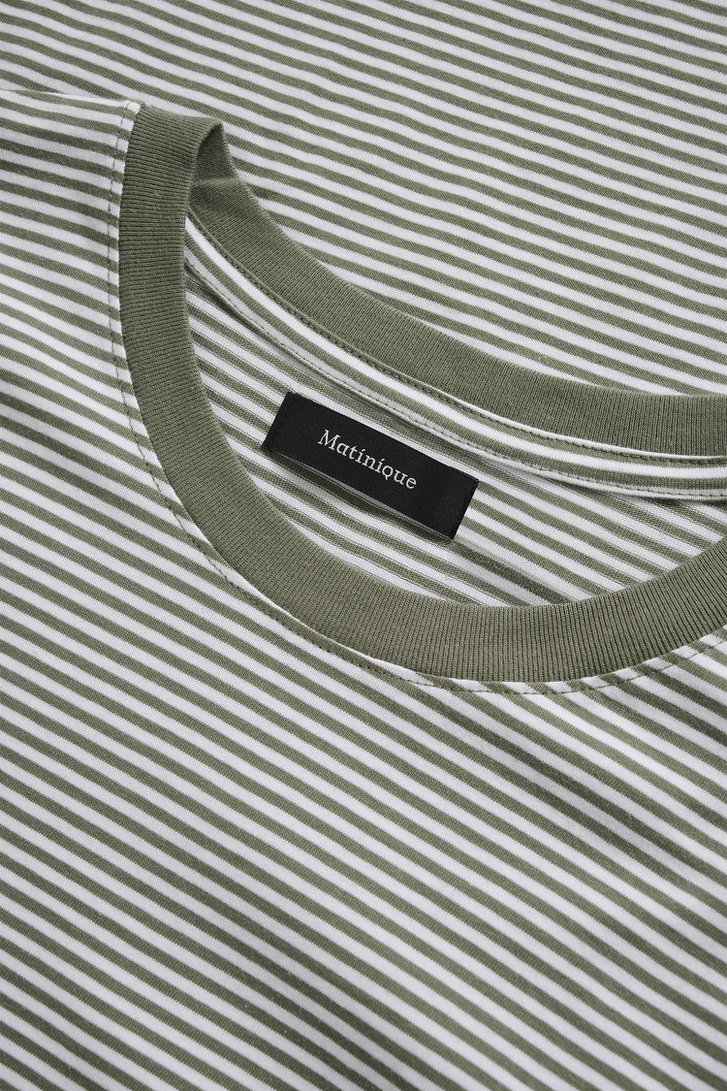 Productfoto 2 van T-shirt met kaki-wit gestreept motief door Matinique voor Heren