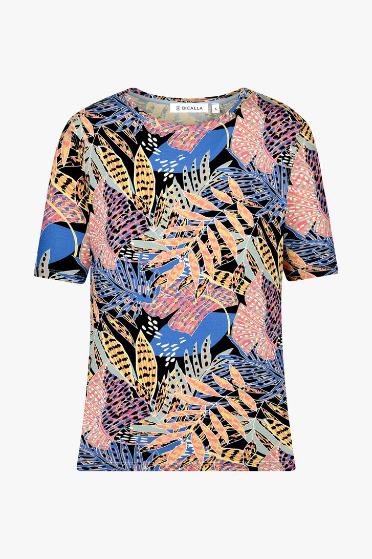 T-shirt met kleurrijke bladerprint van Bicalla voor Dames