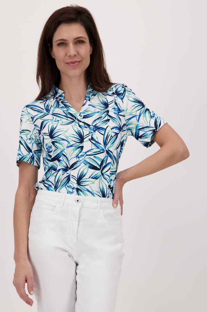 T-shirt met kraagje en bloemenprint van Claude Arielle voor Dames