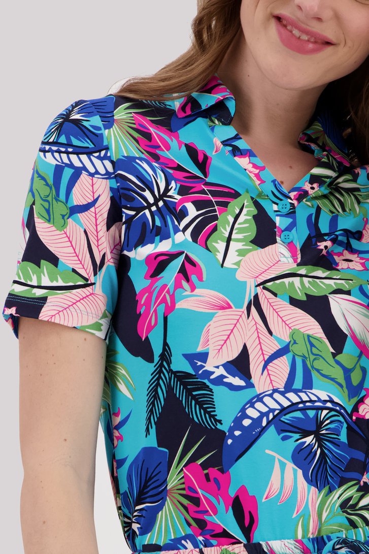 T-shirt met kraagje in tropische print van Claude Arielle voor Dames