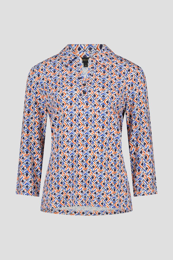 T-shirt met oranje-blauwe print van Claude Arielle voor Dames
