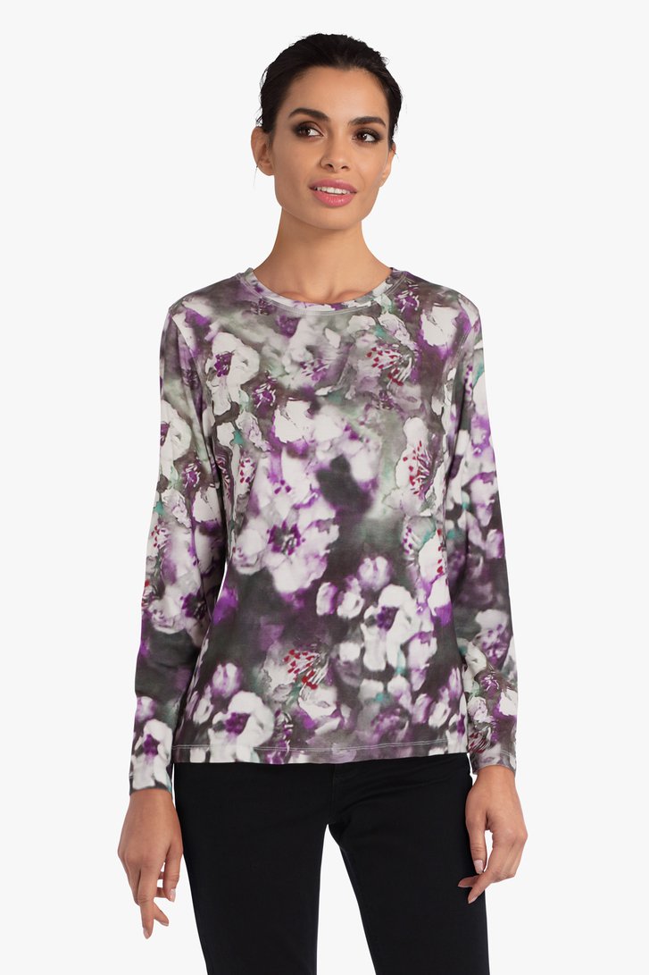 T-shirt met paarse bloemenprint van Bicalla voor Dames