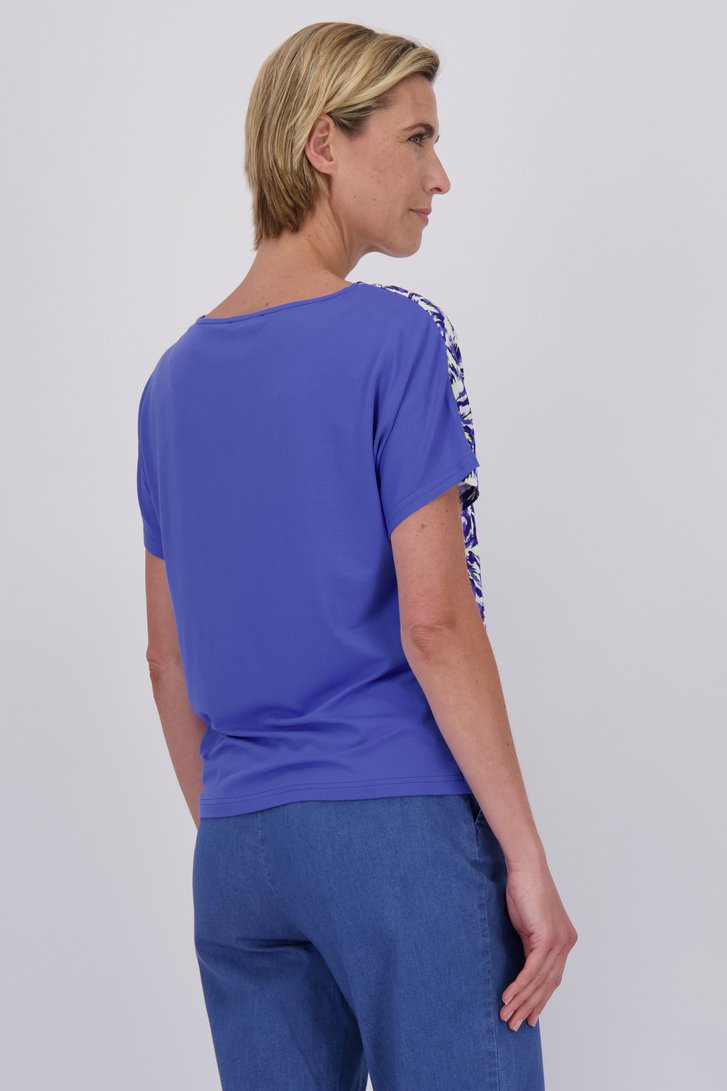 T-shirt met print in blauw, geel en wit van Claude Arielle voor Dames