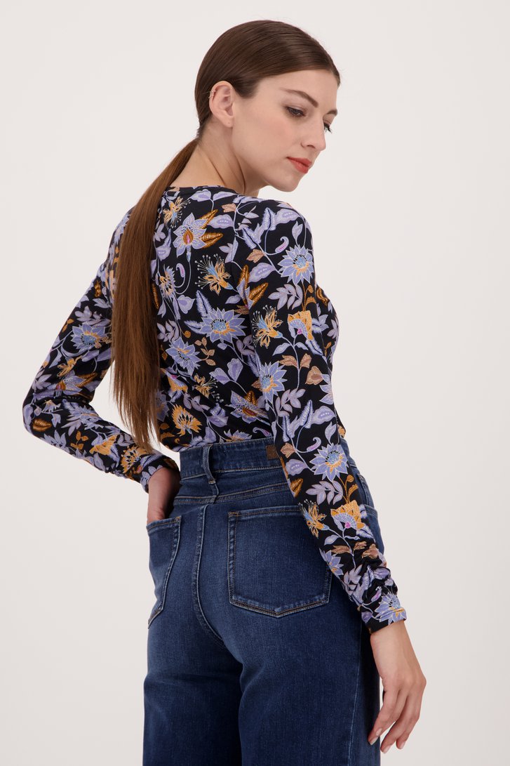 T-shirt noir à imprimé floral délicat de More & More pour Femmes