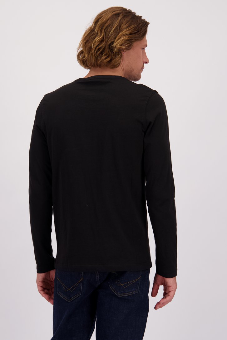 Le dos de T-shirt noir à manches longues de Liberty Island pour Hommes