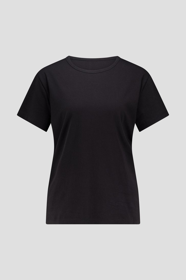 T-shirt noir avec col rond de Liberty Island pour Femmes