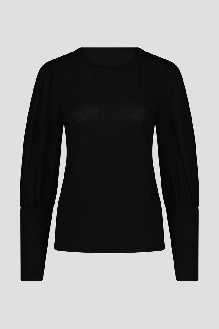 T-shirt noir fin avec manches détaillées de Geisha pour Femmes
