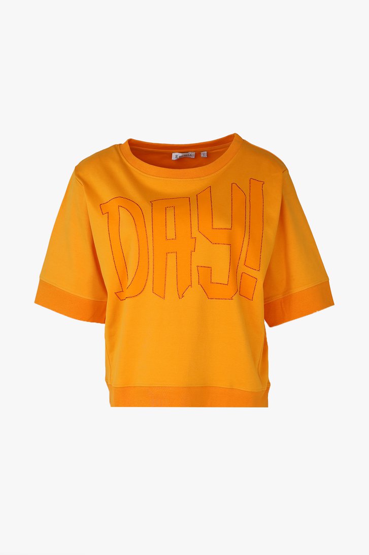 T-shirt orange à manches 3/4