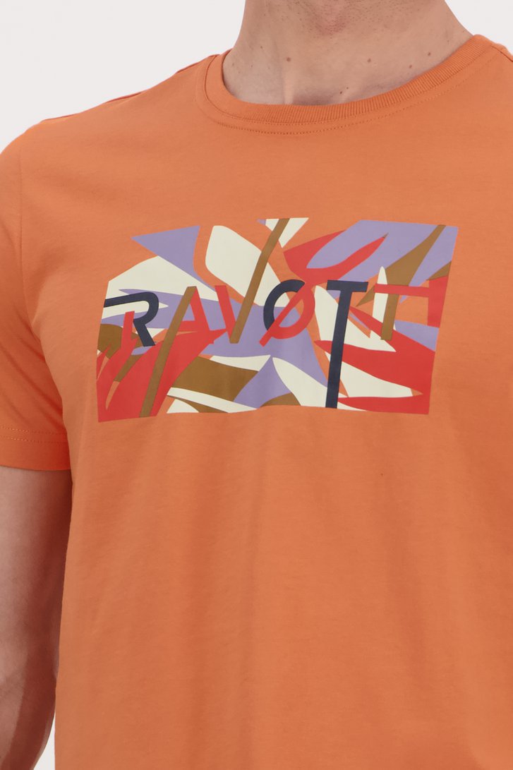 T-shirt orange avec imprimé  de Ravøtt pour Hommes