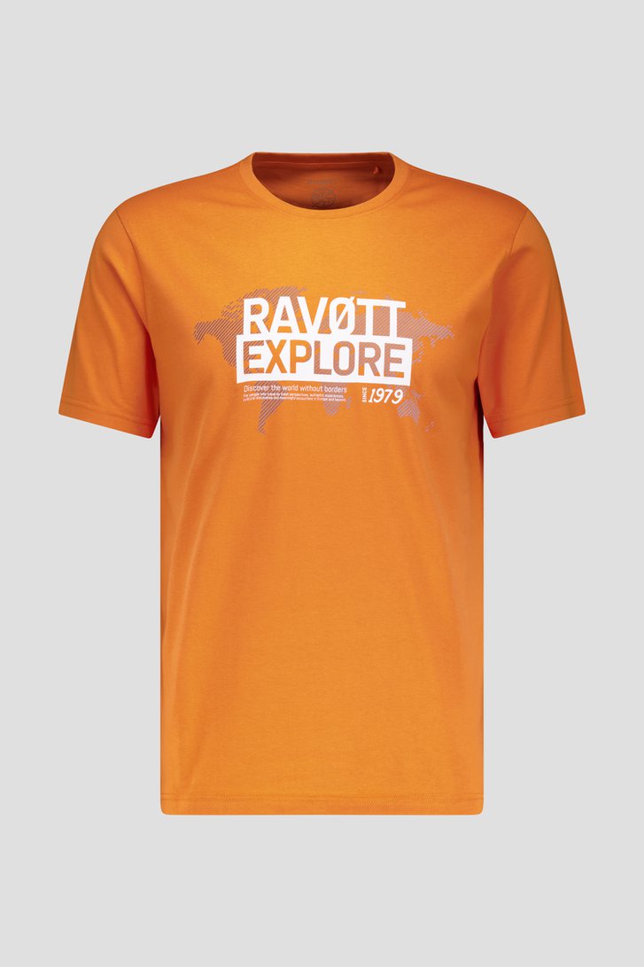 T-shirt orange avec imprimé de Ravøtt pour Hommes