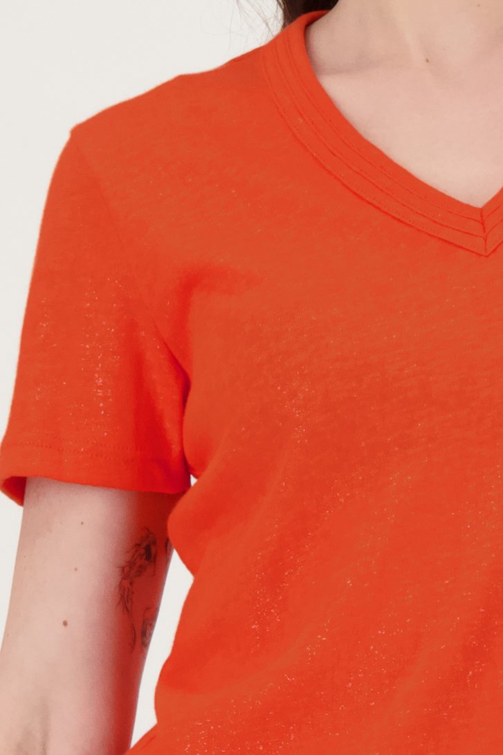 T-shirt orange avec paillettes de Geisha pour Femmes