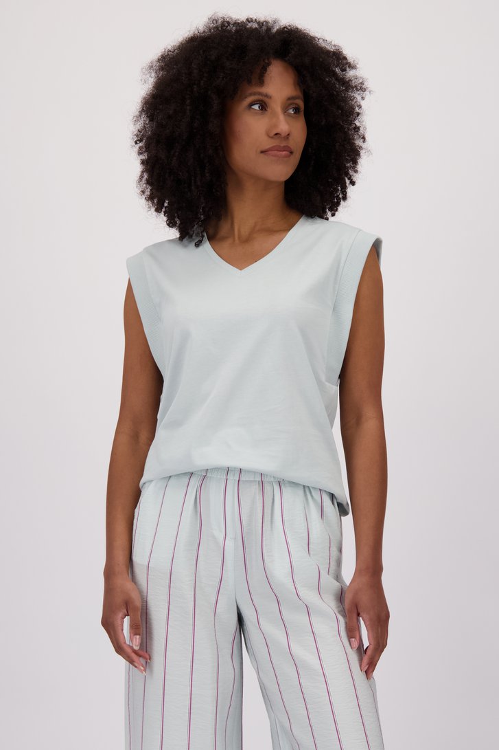 T-shirt pastel turquoise à col en V de Louise pour Femmes