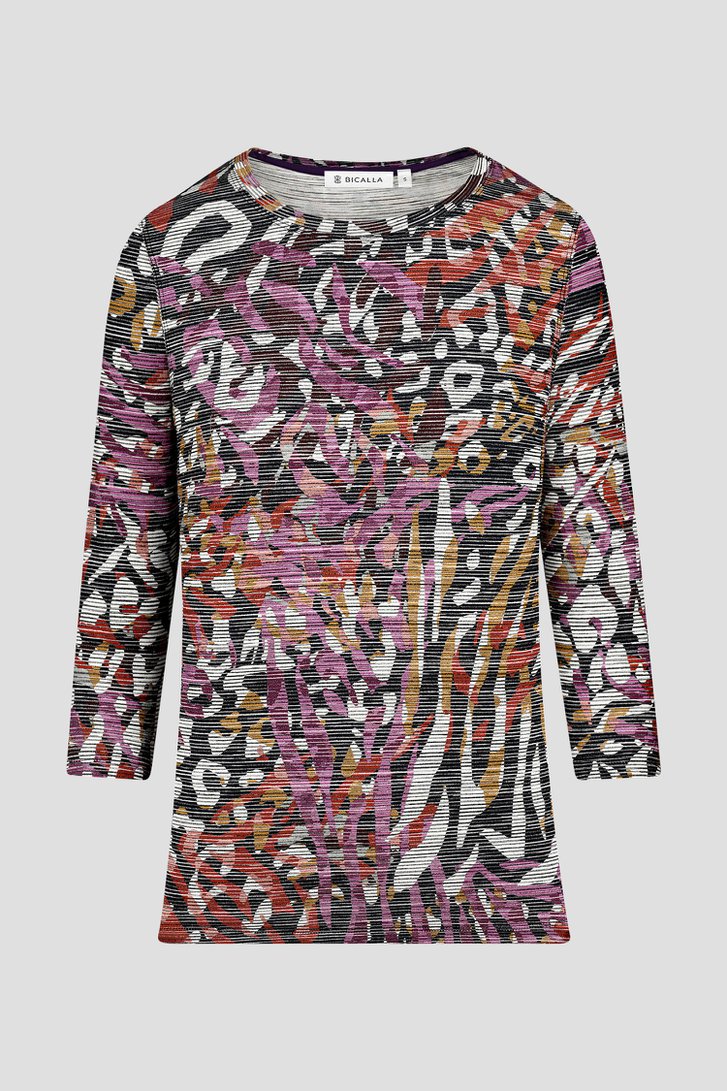 T-shirt rayé à imprimé coloré de Bicalla pour Femmes